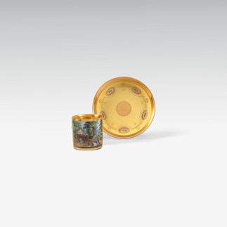 Tasse mit Vedute und Untertasse: Erlass