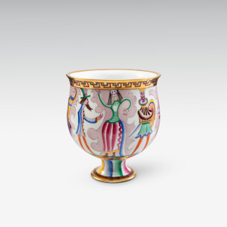 Vase mit grotesken Bühnenfiguren