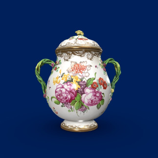 Deckelvase mit floralem Dekor