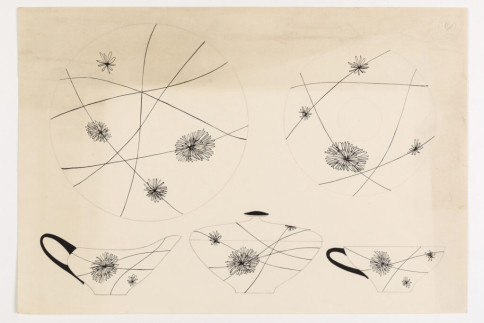 Entwurf: Teeservice Linien und Chrysanthemen