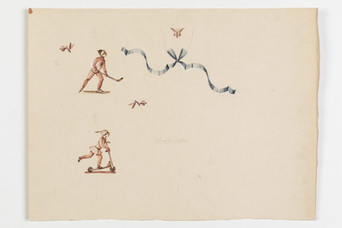 Entwurf: Sahnekännchen aus einem Teeservice mit "Sportfiguren"