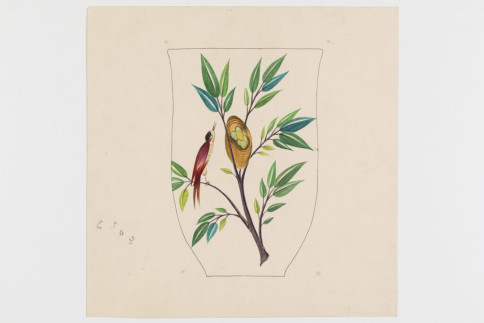 Entwurf: Baum mit Vogel und Nest