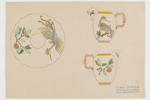 Entwurf: Teeservice mit Fantasievögeln und Pflanzendekor 2