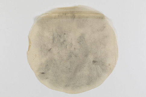 Design: Tellerdekor, Arkadische Szene mit drei Figuren in einer Tempellaube, Ena Rottenberg (zu WPA0097)