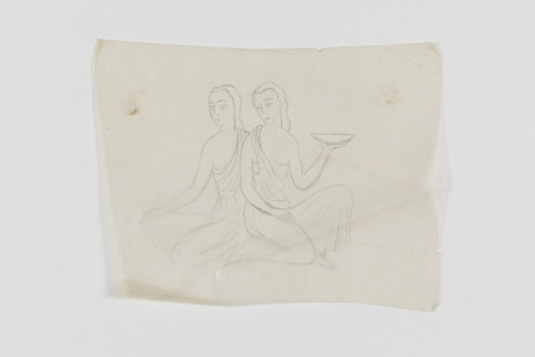 Entwurf: Zwei sitzende Frauen mit Schale, unbekannt:er Entwerfer:in