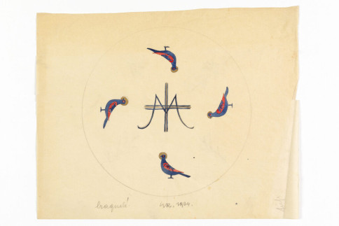 Entwurf: Tellerdekor mit christlichem Taubenmotiv