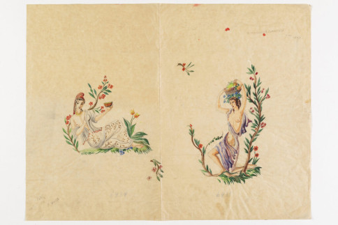 Entwurf: Zwei arkadische Frauen als Vasendekore