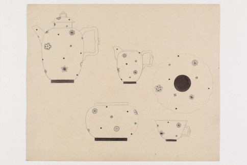 Entwurf: Dekor mit grauschwarzen Streublüten