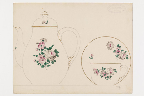 Entwurf: Kaffeeservice, Zarte Blumenbouquets im Rokokostil (Dekor Nr. 5157), Unbekannte:r Entwerfer:in