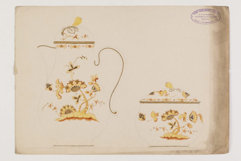 Entwurf: Dekor mit "Indianischen Blumen" in Gelb