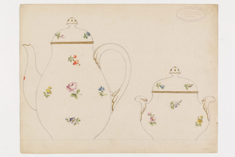 Entwurf: Porzellandekor mit polychromen Streublumen