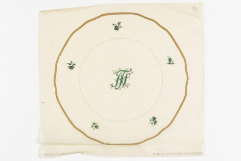 Entwurf: Teller mit Monogramm FN