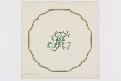 Entwurf: Platzteller mit Monogramm HF