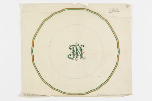 Entwurf: Teller mit Monogramm FN