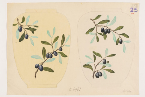 Entwurf: Zwei Vasen mit Olivenzweigen