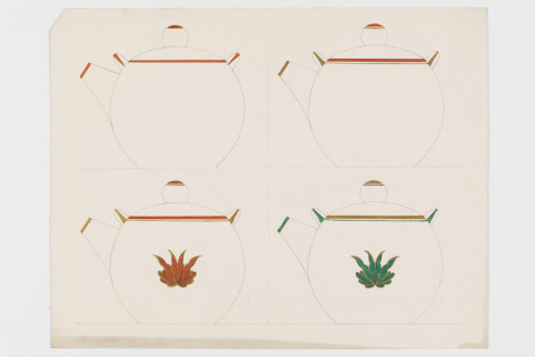 Entwurf: Teekannen mit Blumendekoren