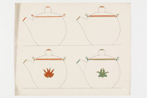 Entwurf: Teekannen mit Blumendekoren